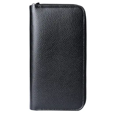 Long Men's Zip Wallet, Large Capacity Leather Wallet, Card Slots - 6