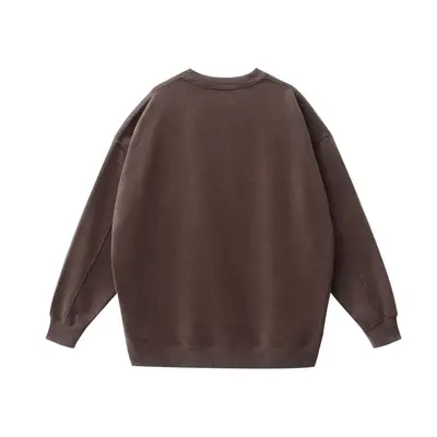 400 g Ripped Crew Neck Sweatshirt, Plus Size, Retro Washed - 8