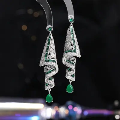 Vintage-Ohrringe geometrisch, 925er Silber, Ethnic-Stil