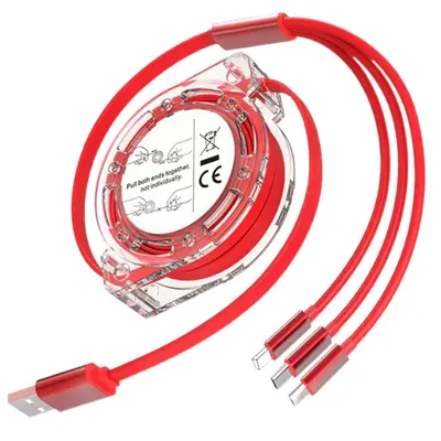 Bir Üç Retraktif Metal Veri Kablosu Telefon Çok Başlı Şarj Logo Hediye Araç Yaratıcı Üç-in-One Şarj Kablosu