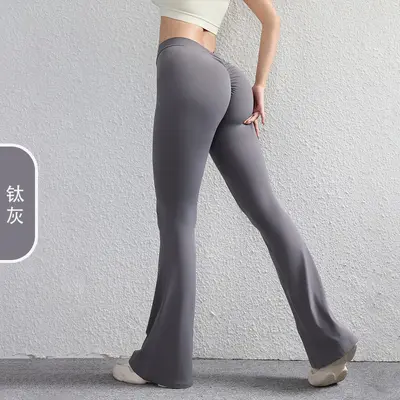 Back V Peach Lift Yoga Flare Pants, Bare-Feel, Quick-Dry - 9