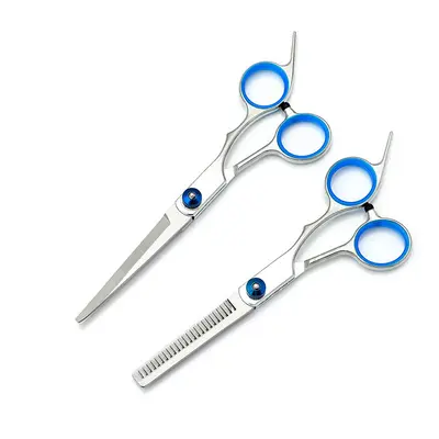 Pet Grooming Scissors Set with Curved Tip and Thinning Shears for Dog Hair