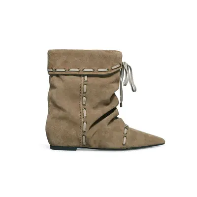 Women's Hidden-Heel Chelsea Boots with Laces, Vintage Western Style - 9