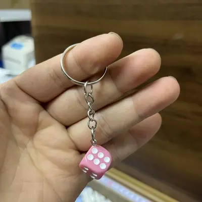 2CM Resin Dice Keychain, Solid and Colored - 12