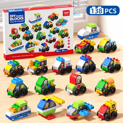 Large Particle Building Blocks Transformable Car Construction Vehicle, Ages 3-6 - 13