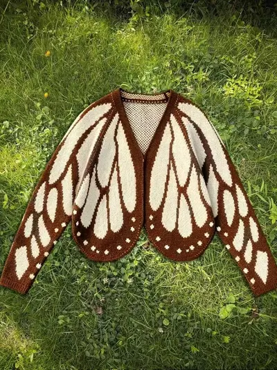 Strickjacke mit Fledermausärmeln, Colorblock - 12