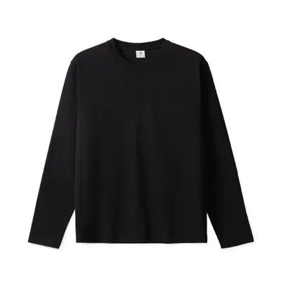 Unisex Solid Color Loose Long-Sleeve Round-Neck T-Shirt, White
