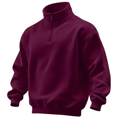 Men's Solid Color Half-Zip Stand-Collar Sweatshirt - 8