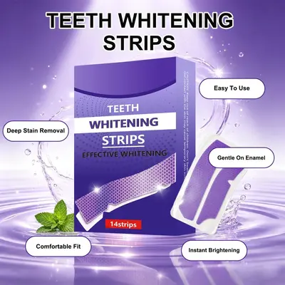 Трансграничный экспорт полосок для отбеливания зубов TEETH WHITENING STRIPS 14 полосок Purple TK Бестселлер полосок для отбеливания зубов