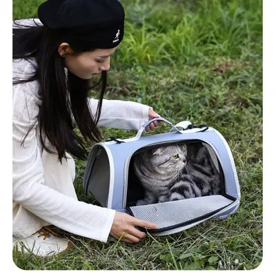 Tek Omuzlu Kedi Taşıyıcı Çantası Nefes Alabilen Dışarı Çıkışta Taşınabilir Büyük Kapasiteli Evcil Hayvan Ürünleri Stres Önleyici Hafif Taşınabilir Seyahat El Çantası Kedi Taşıyıcısı