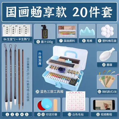 Çin resmi pigment seti, 12 veya 24 renk, başlangıç - 12