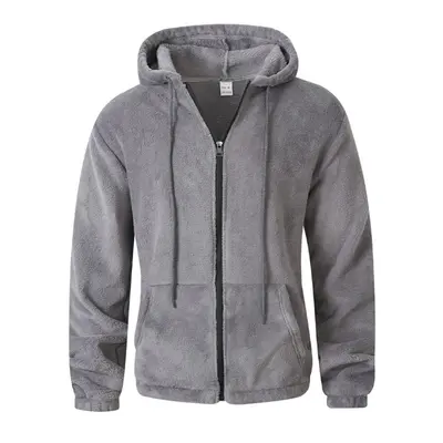 Düz renk kapüşonlu fermuarlı mercan polar ceket, sonbahar kış - 8
