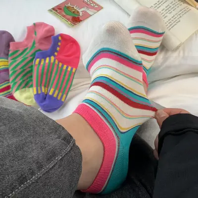 Women's Short Low-Cut Cotton Boat Socks, Non-Slip, Summer