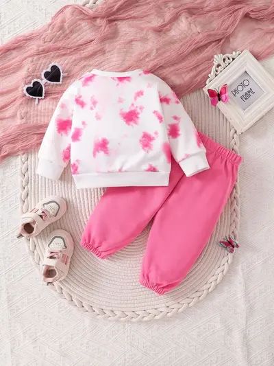 Babyset 2026 zweiteilig, Sweatshirt mit Schleife und Bündchenhose