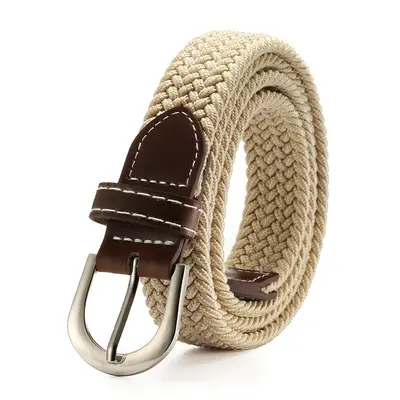 Solid Color Women's Canvas Belt, Thin Elastic Stretch Waistband - 12