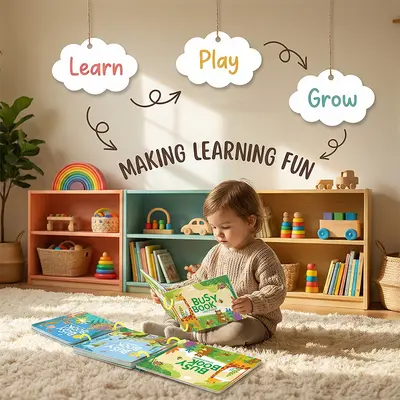 Children's Busy Book with Tear-Out Cartoon Pages, Educational Early Learning Toy