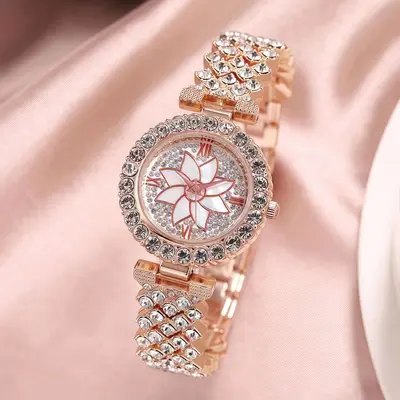 Weiying quartz women's watch, luxury design with diamonds - 4