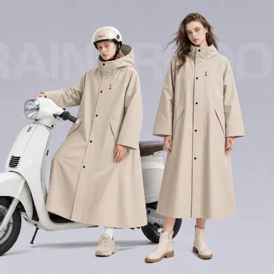 Electric Vehicle Raincoat, Long-Style with Sleeves - 11