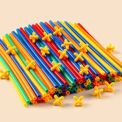 Children's Soft Straw Pipe Interlocking Building Blocks, Educational Kindergarten Toy