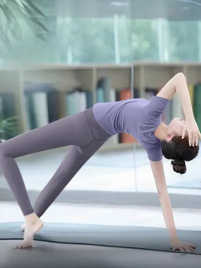 Yoga seti, kısa kollu, ince kesim, Pilates antrenmanı - 11