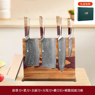 大马士革厨房刀具套装5件套多款式套刀家用菜刀乔迁入伙礼品礼盒 - 10