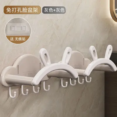 Dropshipping - Rabbit Ear Sink Storage Shelf, Telescopic and No Drilling Required, Bathroom Wall-Mounted Shelf, Cute and Fun Home Accessories - 12