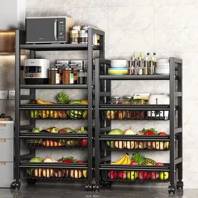Kitchen vegetable basket floor standing storage rack multi-functional vegetable storage basket multi-layer storage vegetable and fruit storage rack