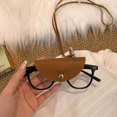 Leather sausage dog bear pendant with sunglasses storage bag