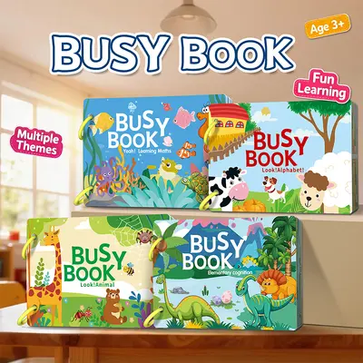 Children's Busy Book with Tear-Out Cartoon Pages, Educational Early Learning Toy