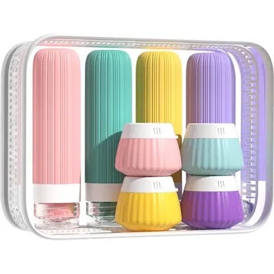 Auslaufsicheres Silikon-Umfüllflaschen-Set, 8-teilig, mehrfarbig