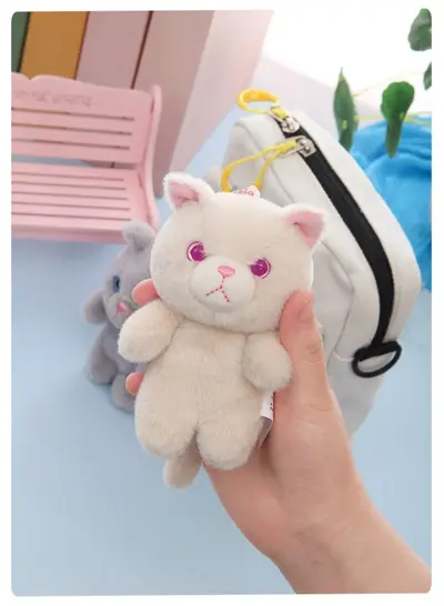 Kedi peluş oyuncak figür, çanta aksesuarı, kız çocuklar için hediye - 9