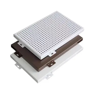 Perforated Aluminum Composite Facade Panel, Fluorocarbon Wood Grain