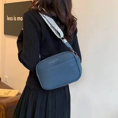 Small Square Crossbody Bag with Wide Shoulder Strap for Women - 5