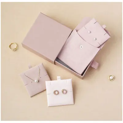 Microfiber Flip-Top Snap Jewelry Pouch Travel Portable Accessory Bag with Inner Card Necklace Earring Dust-Proof Storage Bag