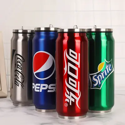 Cola-Dosen-Thermobecher aus 304er Edelstahl mit Trinkhalm - 2