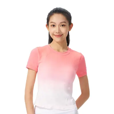 Women's Sports Short-Sleeve Top, Quick-Dry, Gradient Color - 7