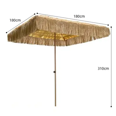 Outdoor Thatched Sun Umbrella, Simulated Straw Beach Parasol for Courtyard and Garden - 12