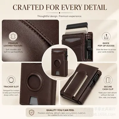 AirTag Compatible Aluminum Box Men's Short Wallet, Magnetic Multi-Card Holder with RFID An - 5