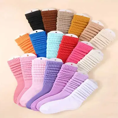 Unisex Thick-Knit Cotton Mid-Length Socks, Solid Color, 2 Pairs