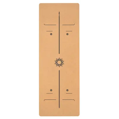 Yoga mat, 183x68cm, natural rubber, cork surface, silent - 9