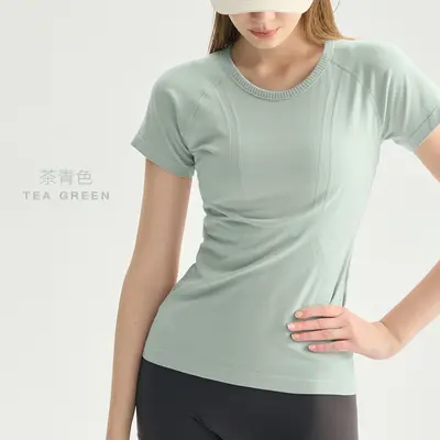 Women's Seamless Yoga T-Shirt, Short Sleeve, Thin Pilates and Running Top - 8