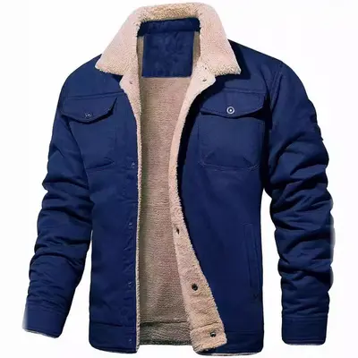 2024 Autumn Winter Men's Fleece-Lined Cotton Workwear Jacket
