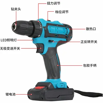 Rechargeable lithium electric drill and screwdriver set