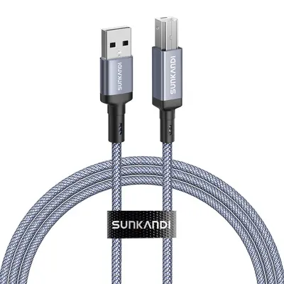 USB 2.0 Printer Cable, Type A to Type B, 480Mbps, Aluminum Housing, Braided