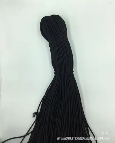 Black Round Latex Elastic Cord, 1mm-17mm, High-Strength - 7