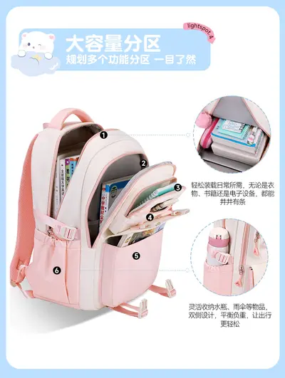 School Backpack Large Capacity Lightweight Trolley Sleeve