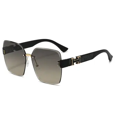 Women's Rimless Oversized Sunglasses, Face-Flattering Design - 4