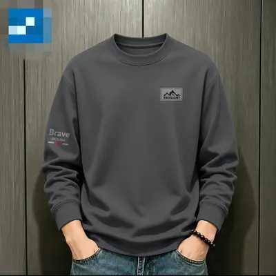 Men's Round Neck Loose Printed Sweatshirt, Autumn - 11