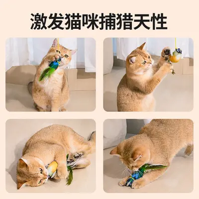 Cat Toy with Simulated Chirping Bird, Durable and Hangable - 4