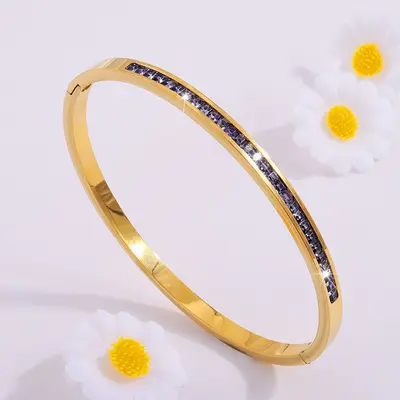 Titanstahl-Armband, vollständig mit Mikrodiamanten besetzt - 7